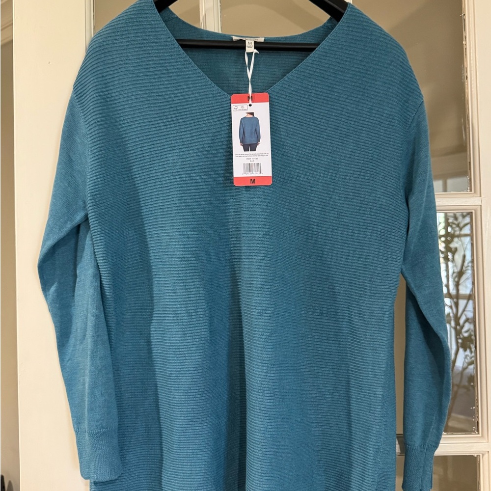 Ella Moss Teal Long Sleeve V-Neck Top